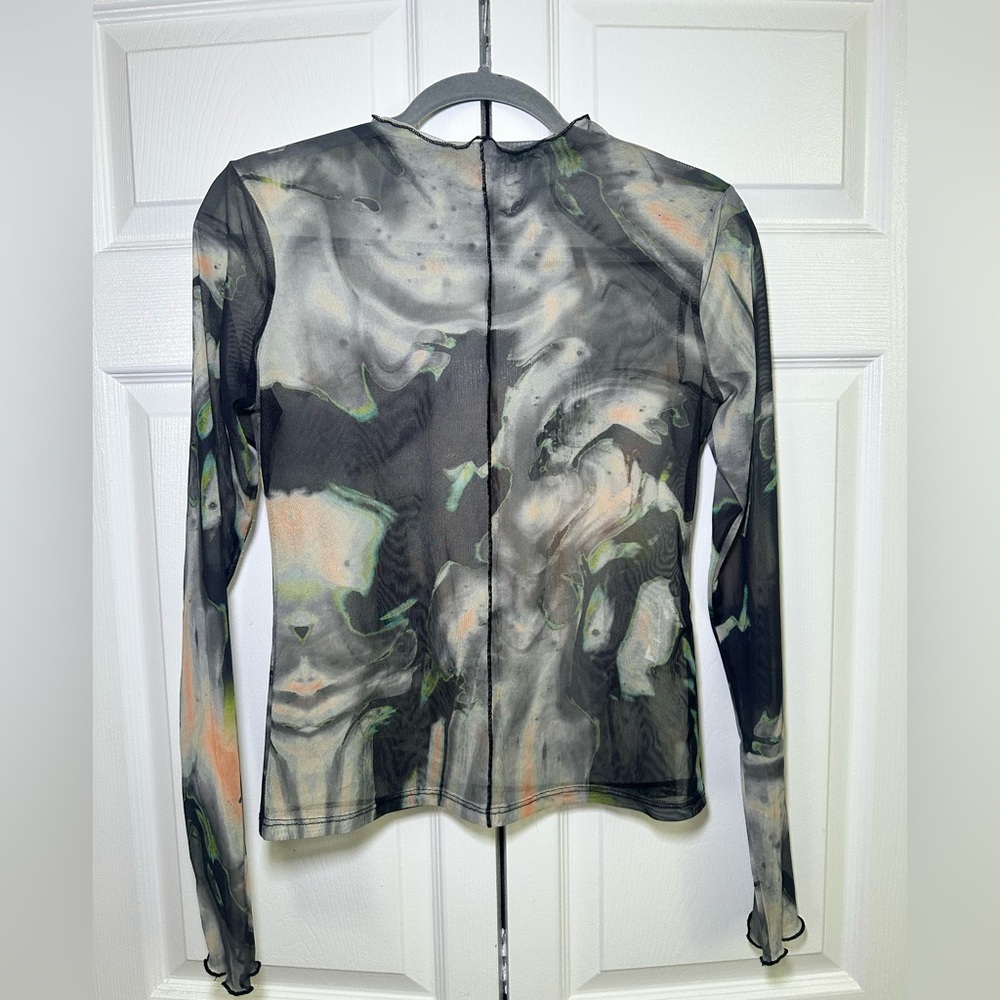 ZARA Long Sleeve Sheer Mesh Top – NWT – Size L